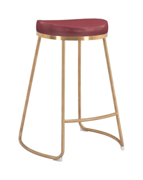 Zuo Modern Bree Counter Stool Burgundy & Gold