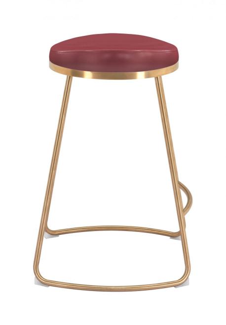 Zuo Modern Bree Counter Stool Burgundy & Gold