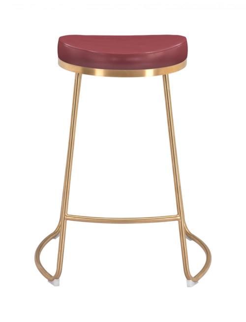 Zuo Modern Bree Counter Stool Burgundy & Gold