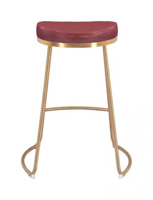 Zuo Modern Bree Counter Stool Burgundy & Gold