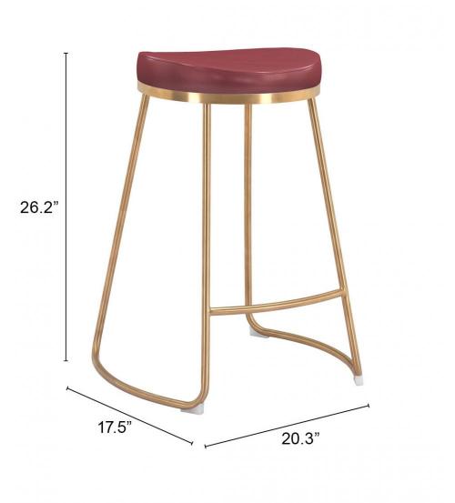 Zuo Modern Bree Counter Stool Burgundy & Gold