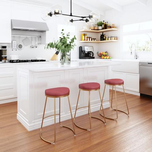 Zuo Modern Bree Counter Stool Burgundy & Gold