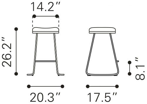 Zuo Modern Bree Counter Stool Burgundy & Gold