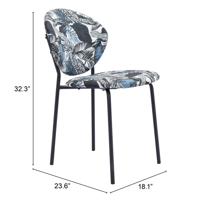 Zuo Modern Clyde Dining Chair Leaf Print & Black