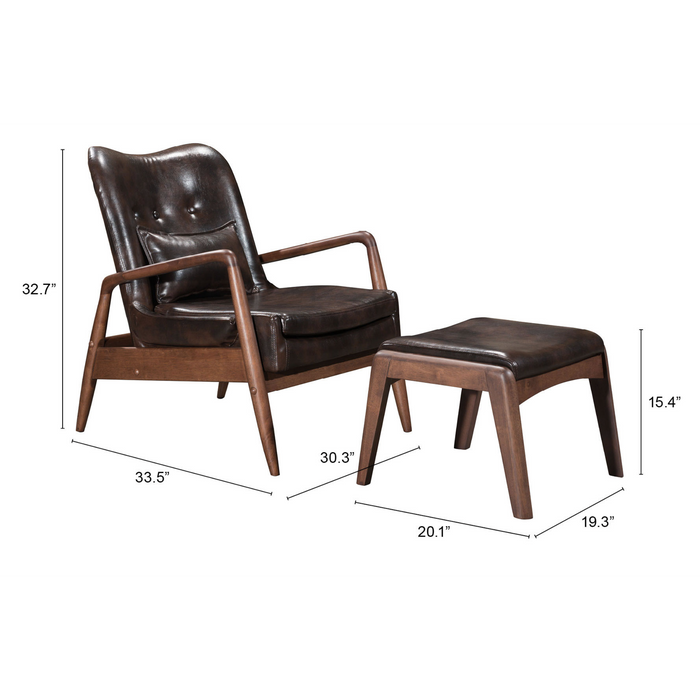 Zuo Modern Bully Lounge Chair & Ottoman