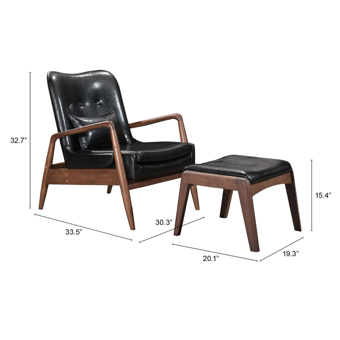 Zuo Modern Bully Lounge Chair & Ottoman