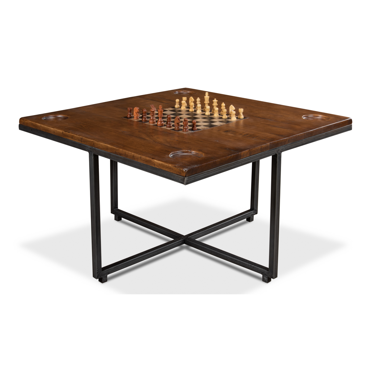 Sarreid Low Game Table With Four Stools — Gafer Furniture