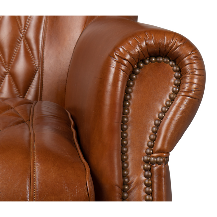 Sarreid  Bugatti Leather Swivel Chair