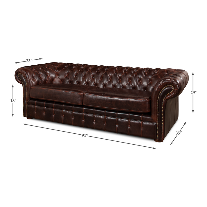 Sarreid Piccadilly  Sofa  Club Leather