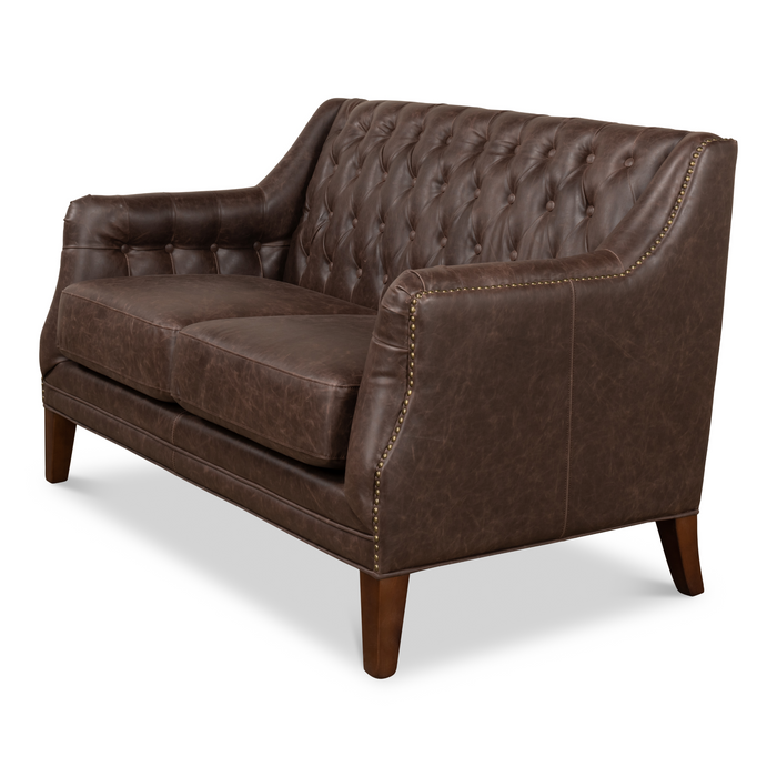 Sarreid Brooks Leather Tufted 2 Seat Sofa