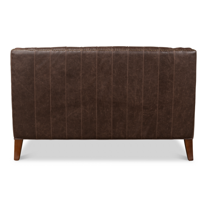 Sarreid Brooks Leather Tufted 2 Seat Sofa