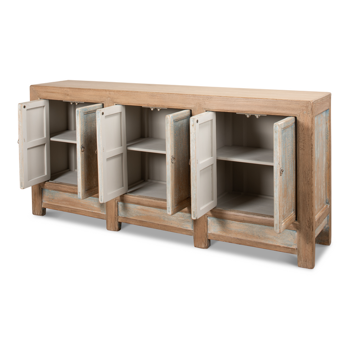 Sarreid Gansu Sideboard  6 Door  Pine