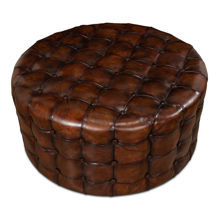 Sarreid  Leather Tufted Ottoman