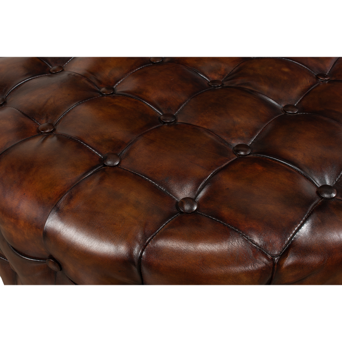 Sarreid  Leather Tufted Ottoman