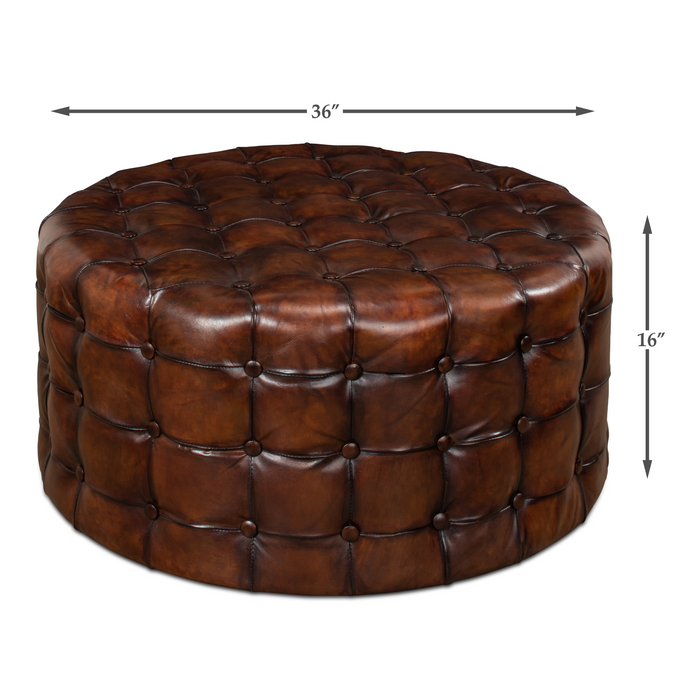 Sarreid  Leather Tufted Ottoman