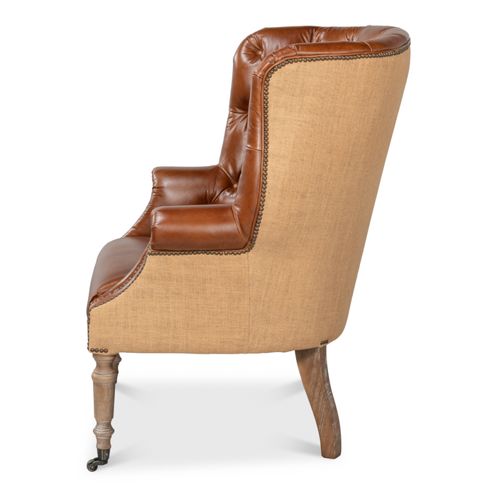 Sarreid  Welsh Leather & Jute Chair