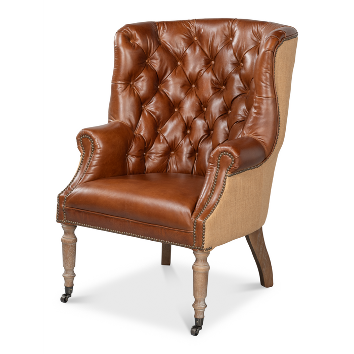 Sarreid  Welsh Leather & Jute Chair