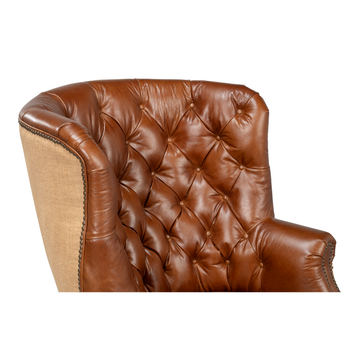 Sarreid  Welsh Leather & Jute Chair