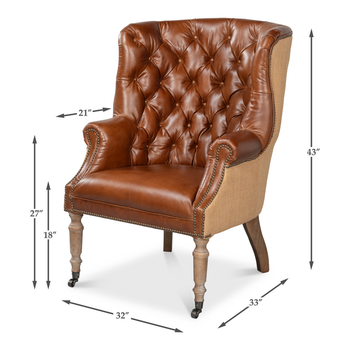 Sarreid  Welsh Leather & Jute Chair