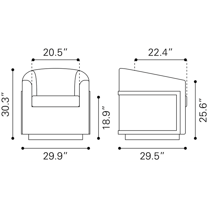 Zuo Modern Hanko Swivel Chair