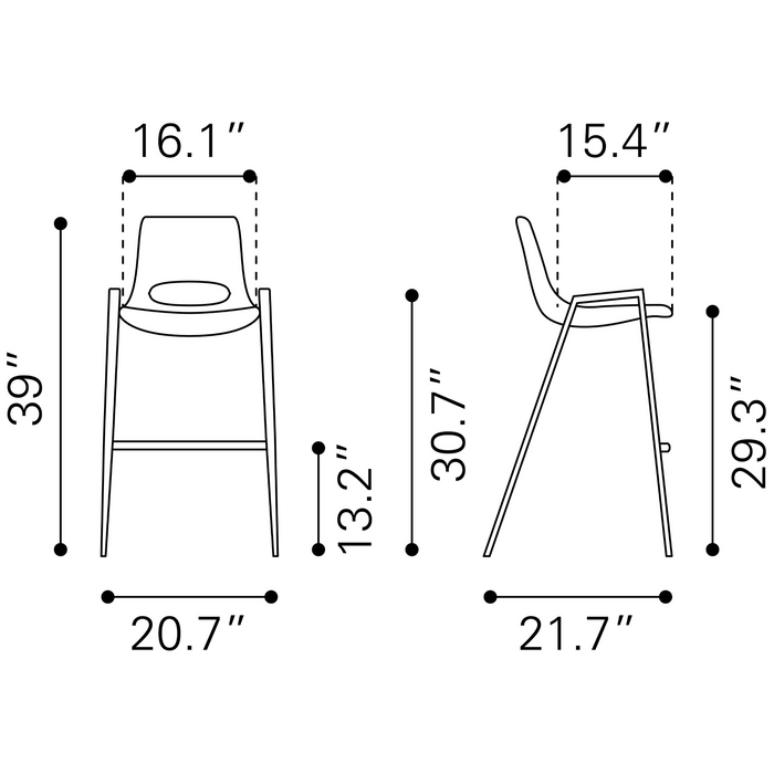 Zuo Modern Desi Barstool ( Set of 2)