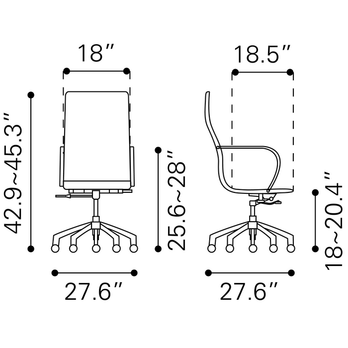 Zuo Modern Glider High Back Office Chair