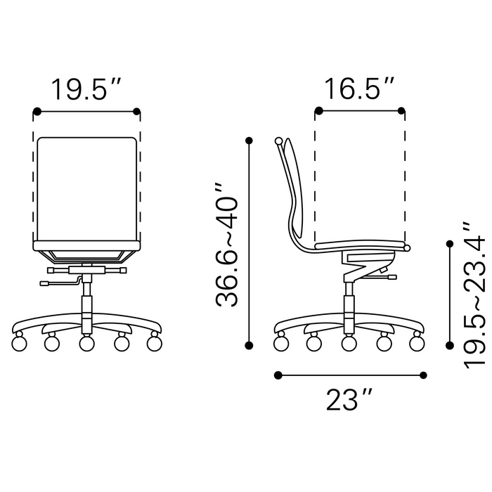 Zuo Modern Lider Plus Armless Office Chair