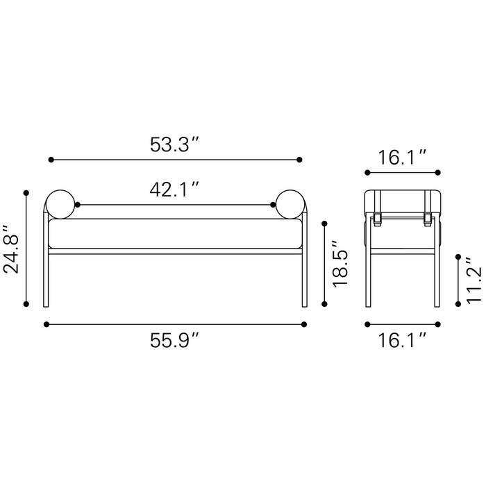 Zuo Modern Barrow Bench