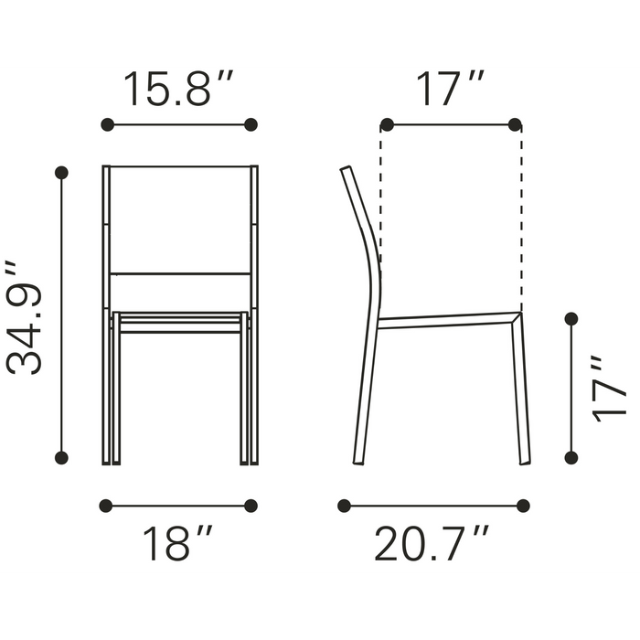 Zuo Modern Metropolitan Armless Dining Chair