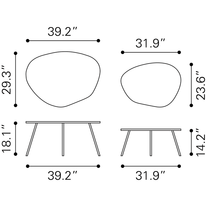 Zuo Modern Castelo Coffee Table Set