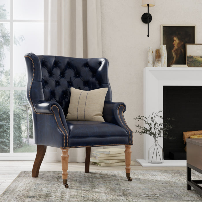 Sarreid  Welsh Blue Leather Chair