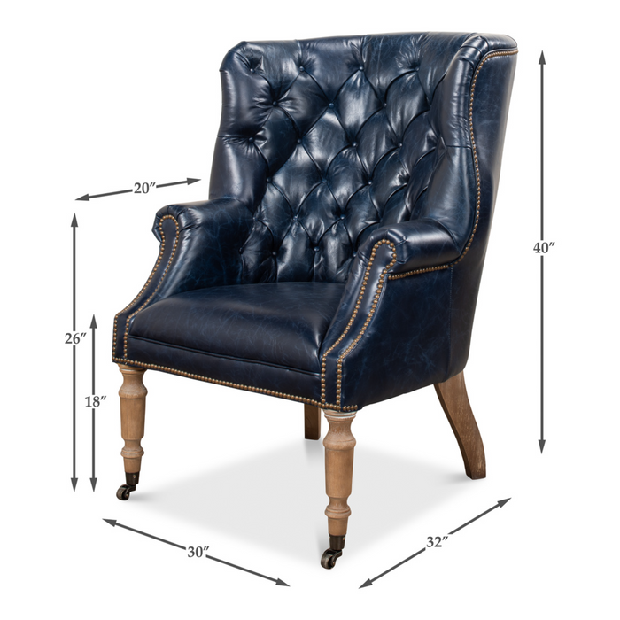 Sarreid  Welsh Blue Leather Chair