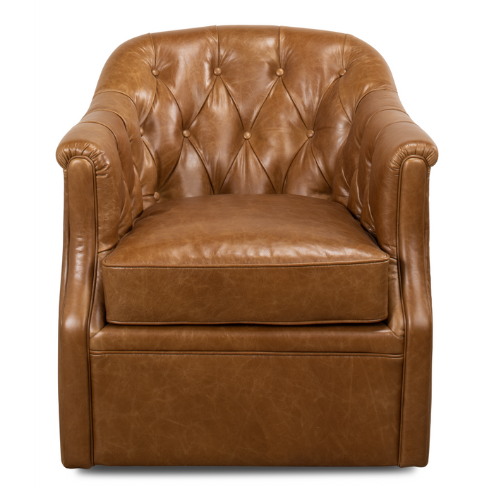 Sarreid Coolidge Leather Swivel Chair