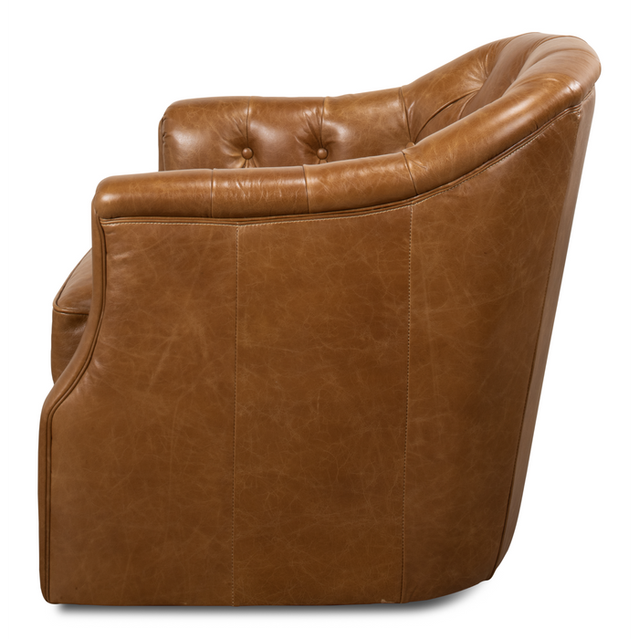 Sarreid Coolidge Leather Swivel Chair