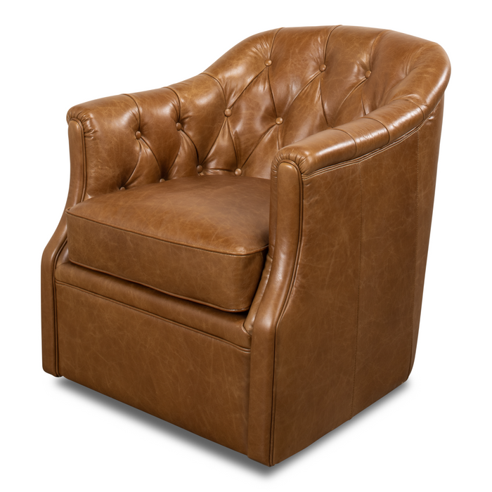 Sarreid Coolidge Leather Swivel Chair