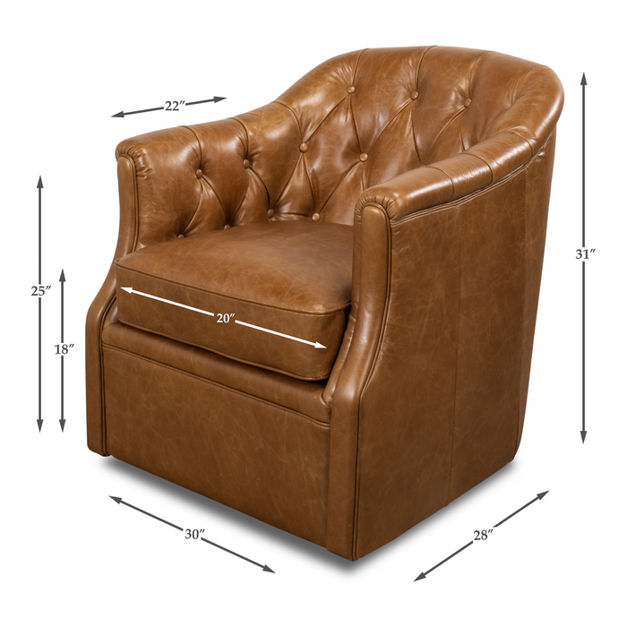 Sarreid Coolidge Leather Swivel Chair