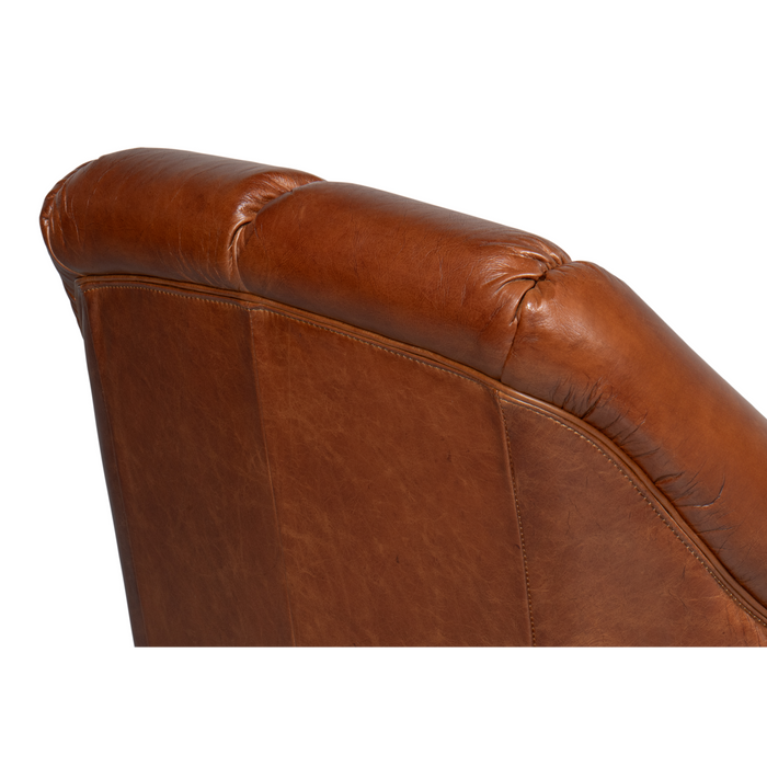 Sarreid Scoth Swivel Chair In Distilled Leather