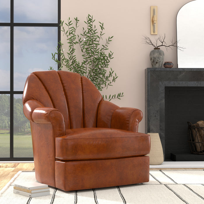 Sarreid Scoth Swivel Chair In Distilled Leather