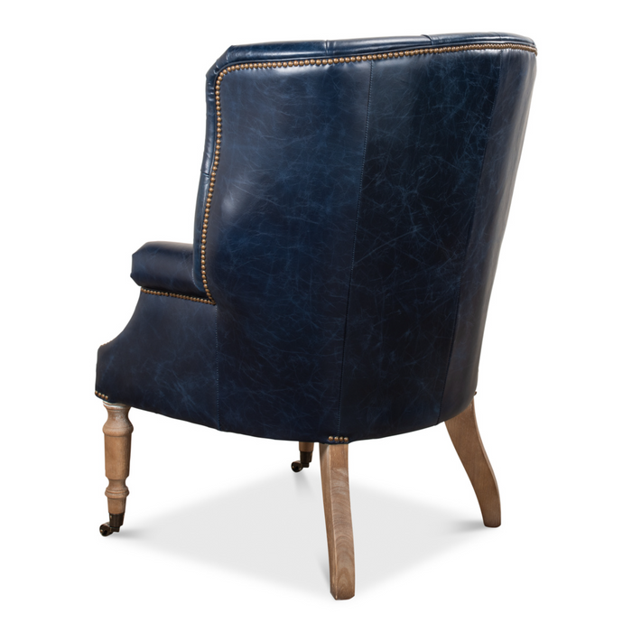 Sarreid  Welsh Blue Leather Chair