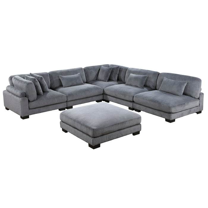 Homelegance Traverse 6-Piece Modular Sectional with Ottoman (7 Matching Pillows Included)