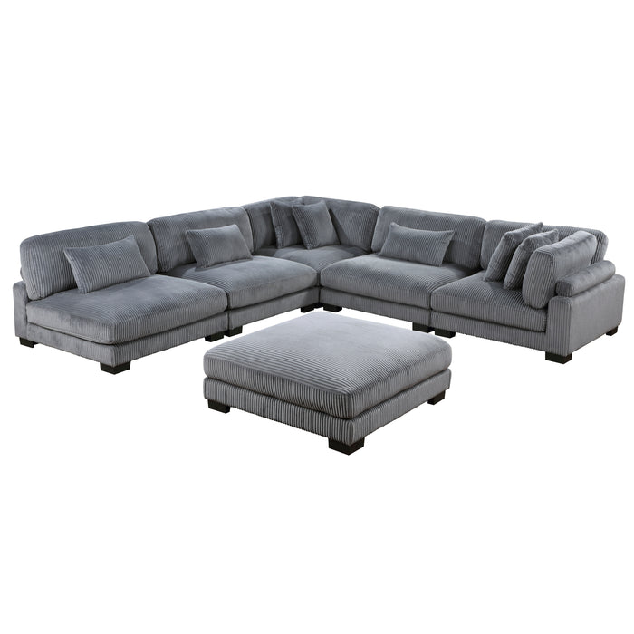 Homelegance Traverse 6-Piece Modular Sectional with Ottoman (7 Matching Pillows Included)