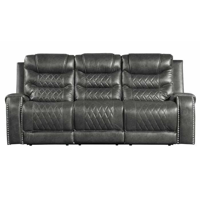 Homelegance Putnam Double Reclining Sofa with Center Drop-Down Cup Holders, Receptacles and USB Ports