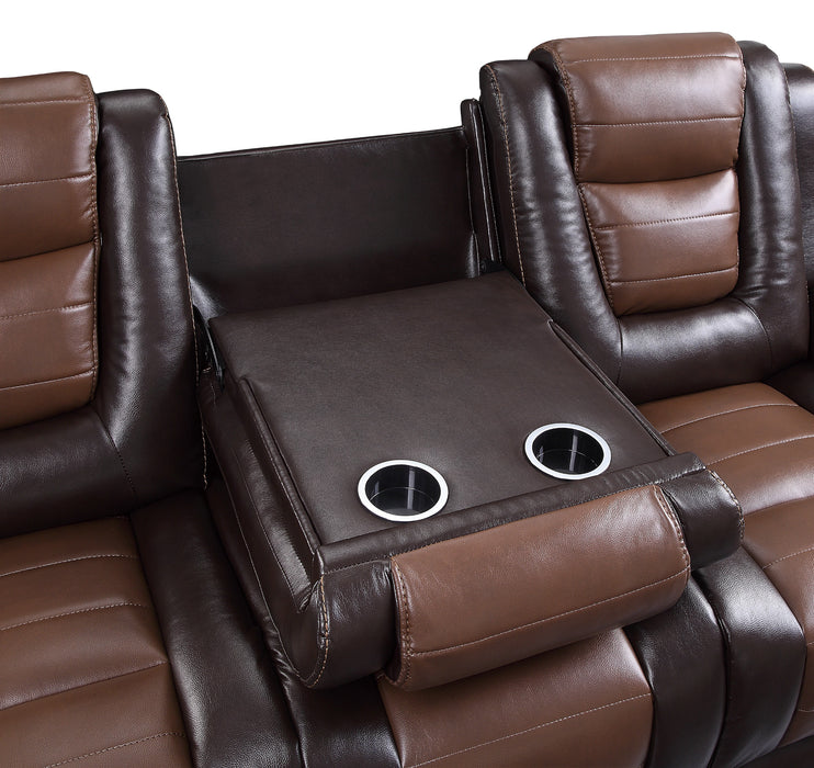 Homelegance Briscoe Double Reclining Sofa with Center Drop-Down Cup Holders