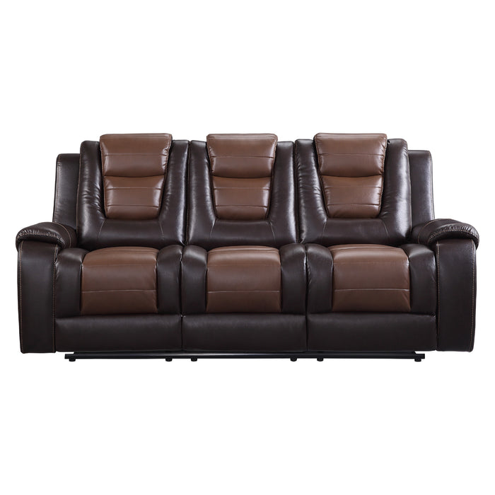 Homelegance Briscoe Double Reclining Sofa with Center Drop-Down Cup Holders