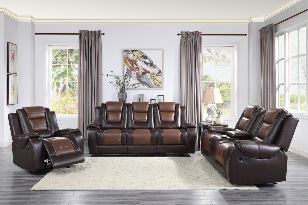 Homelegance Briscoe Double Reclining Sofa with Center Drop-Down Cup Holders