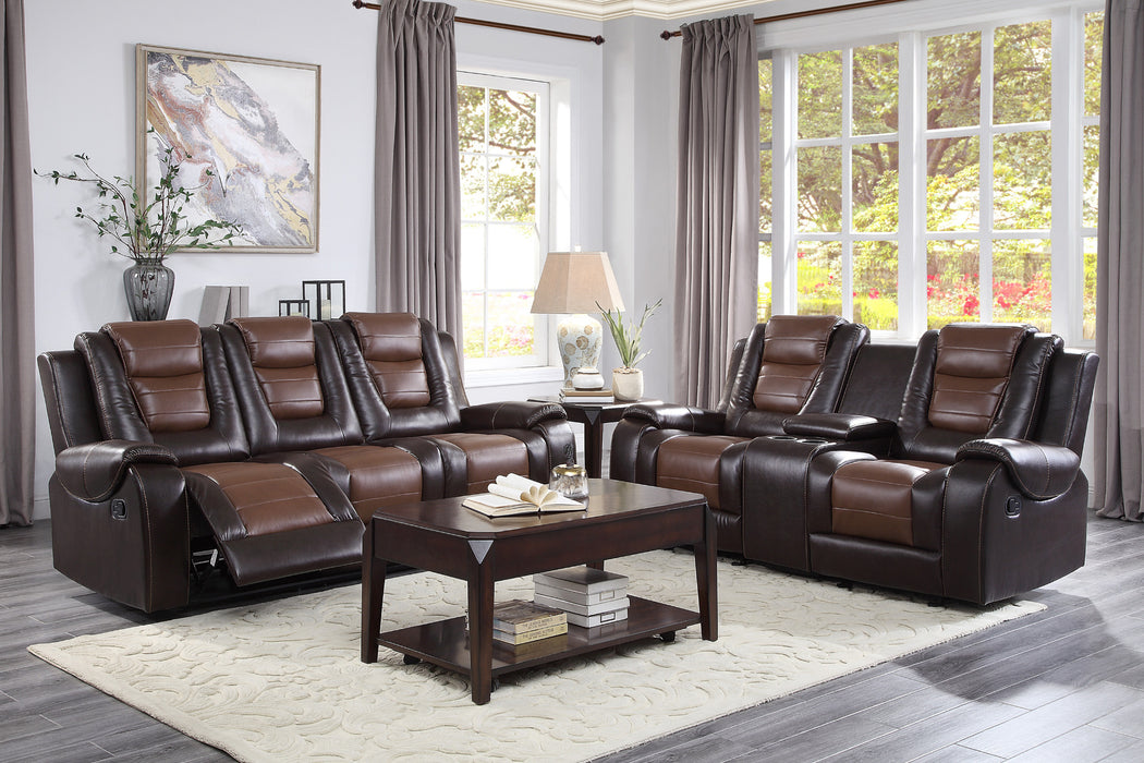 Homelegance Briscoe Double Reclining Sofa with Center Drop-Down Cup Holders