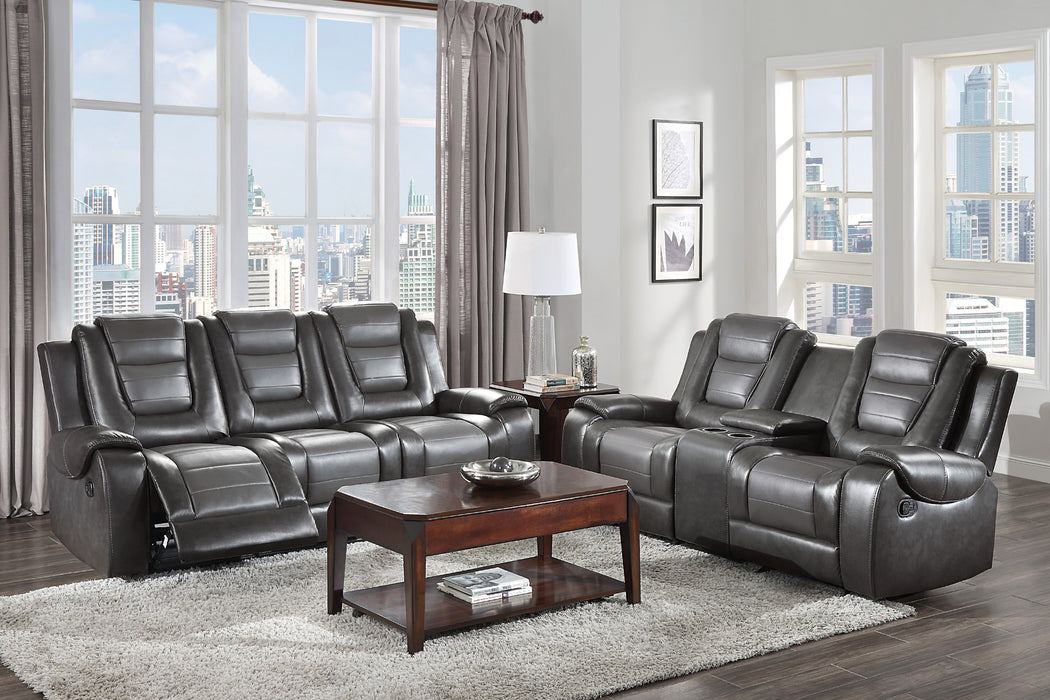 Homelegance Briscoe Double Reclining Sofa with Center Drop-Down Cup Holders