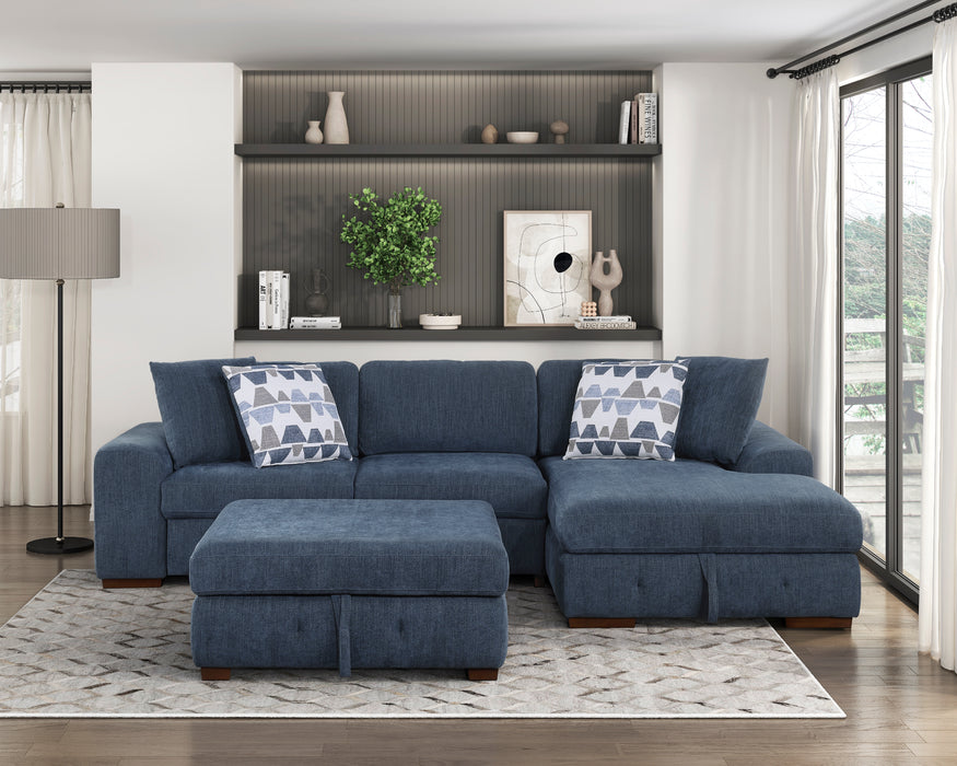 Homelegance Raife 3-Piece Sectional with Right Chaise and Ottoman