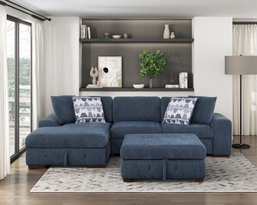 Homelegance Raife 3-Piece Sectional with Left Chaise and Ottoman