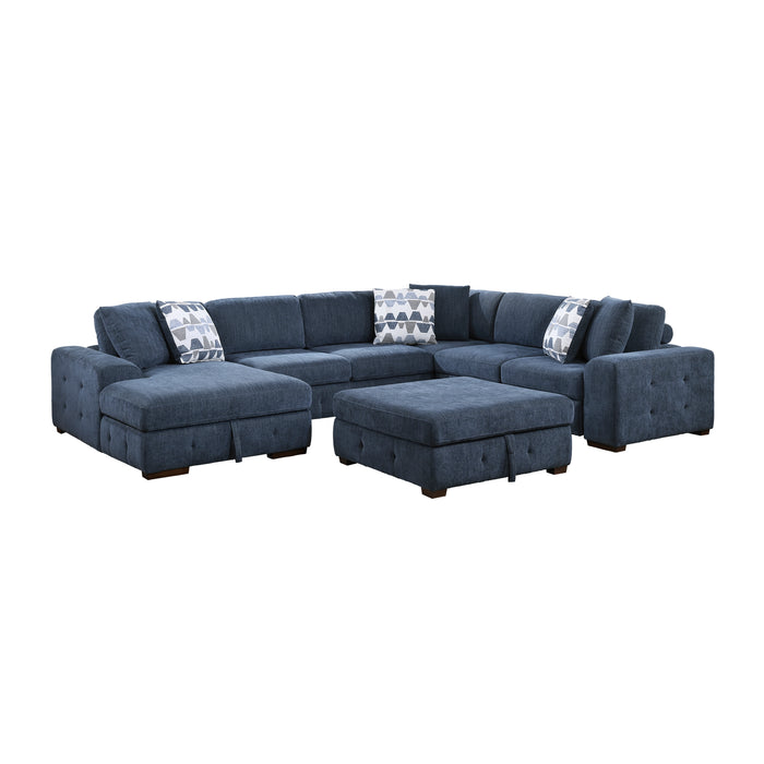 Homelegance Raife 5-Piece Sectional with Left Chaise and Storage Ottoman